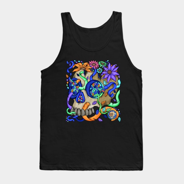 Skull Natures Color Garden - Dia De Los Muerto - Nature Lover Tank Top by Scriptnbones